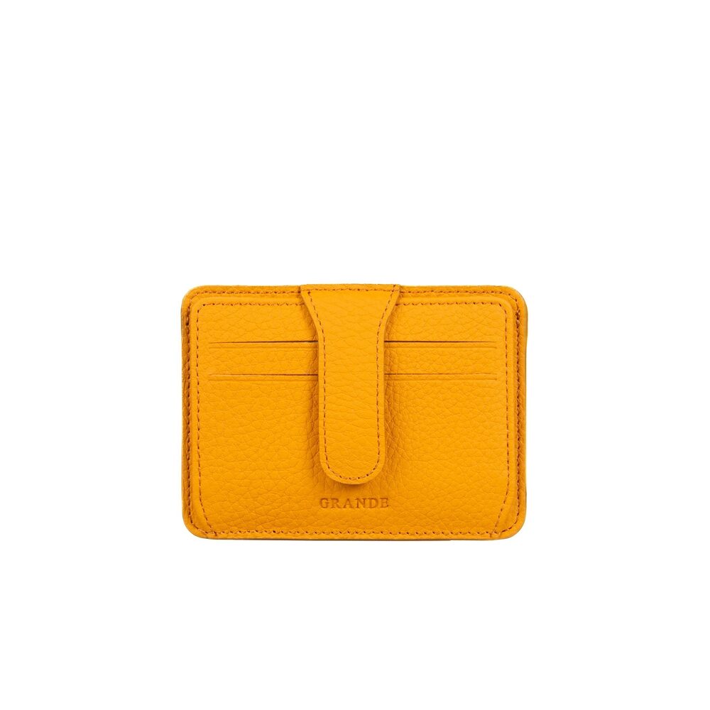 7093 3607 Leather Card Holder and Slim Minimalist Small Snap Wallet Yellow